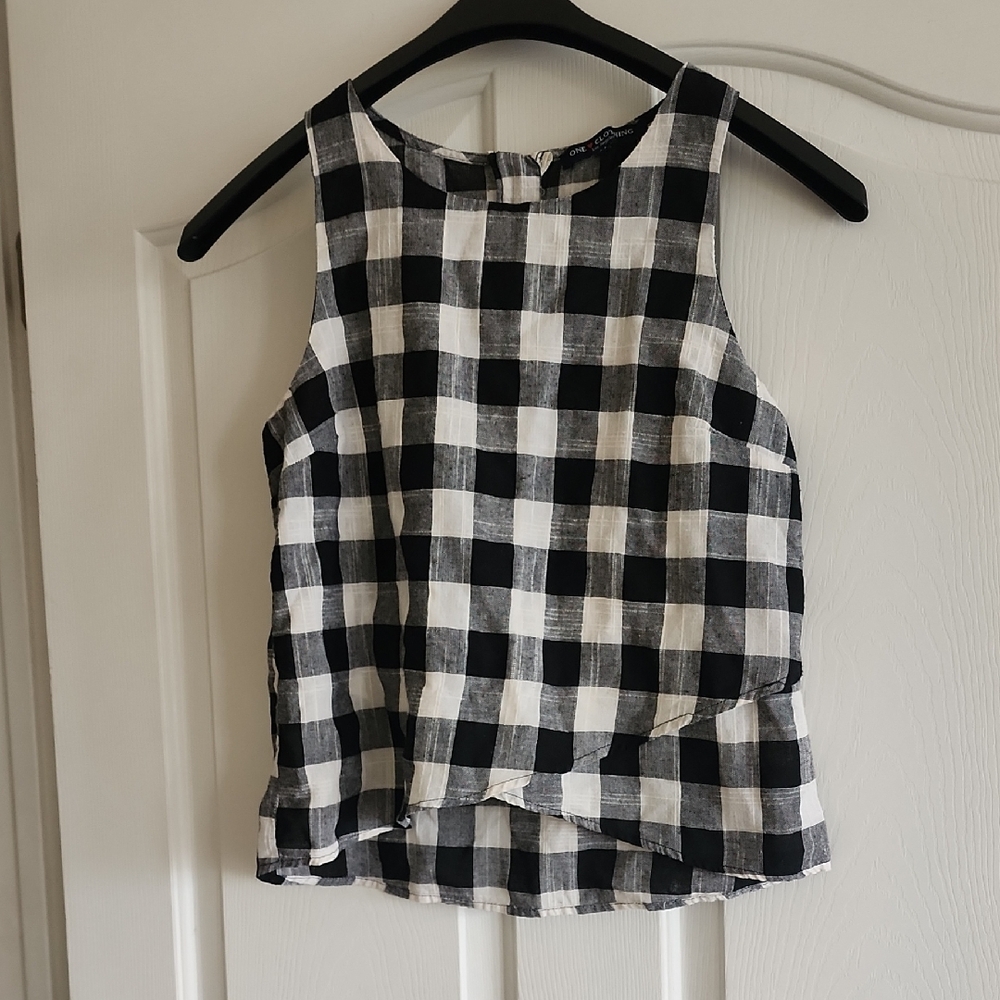 Black and White Checkered Women's Top